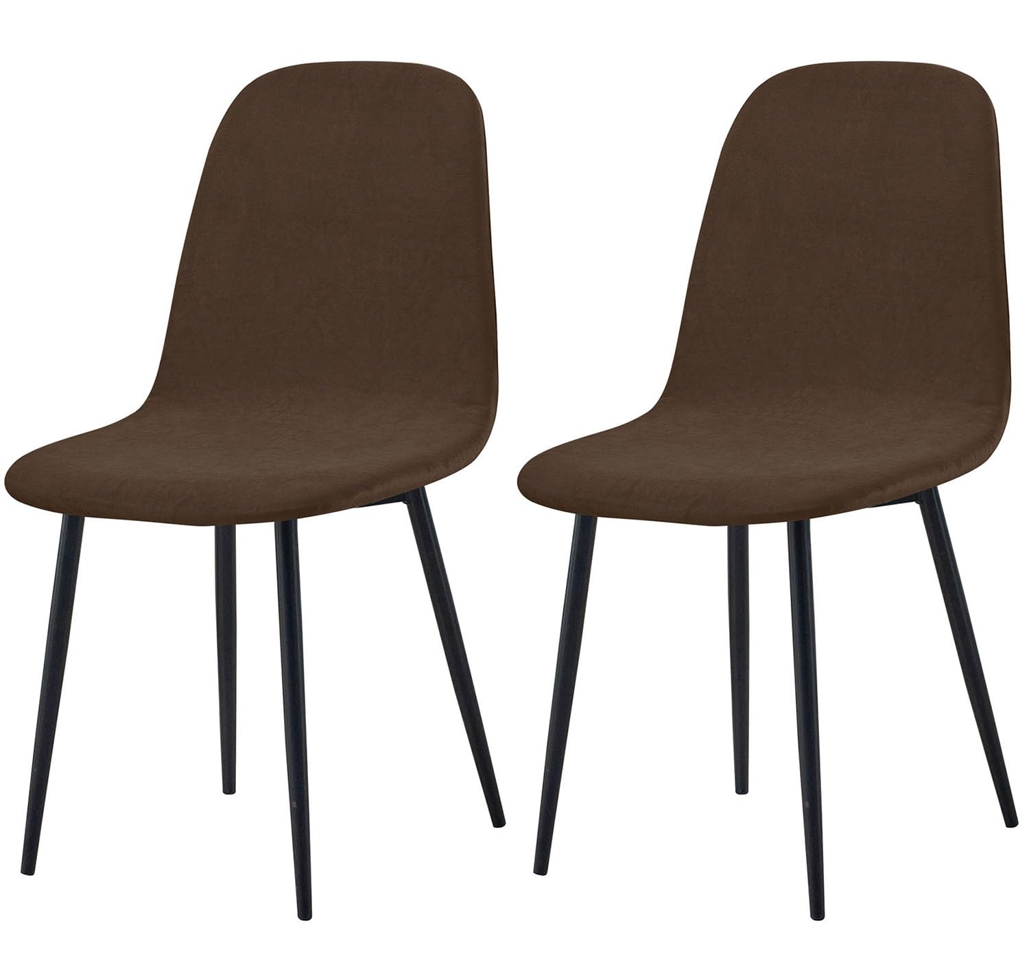 Housses de chaises Shell en velours marron (lot de 2) extensibles