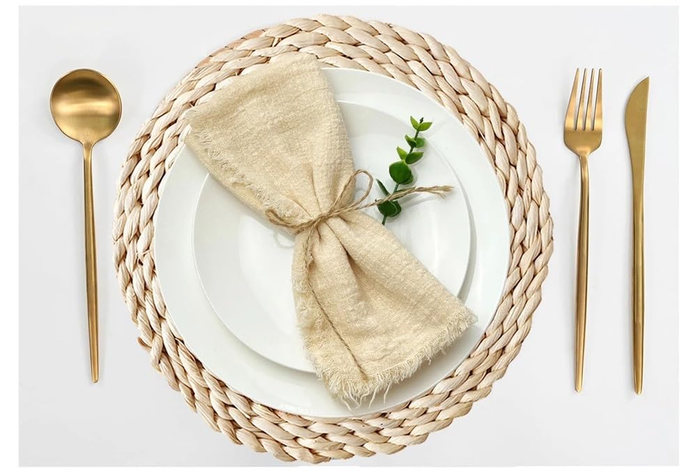 Napkins, 20pcs 32x32cm Gauze,Reusable Tea Towel For Wedding Party Table Decor Napkin(Yellow)