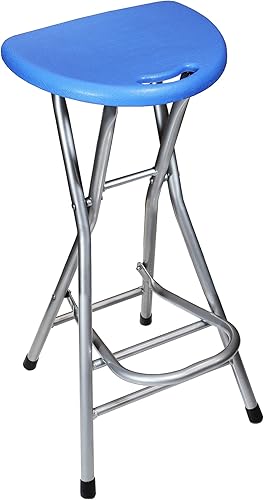 Miniatura 7 de Taburetes plegables portátiles para adultos, taburete plegable de 28 pulgadas, taburetes altos para interiores con asa, taburete de bar de plástico