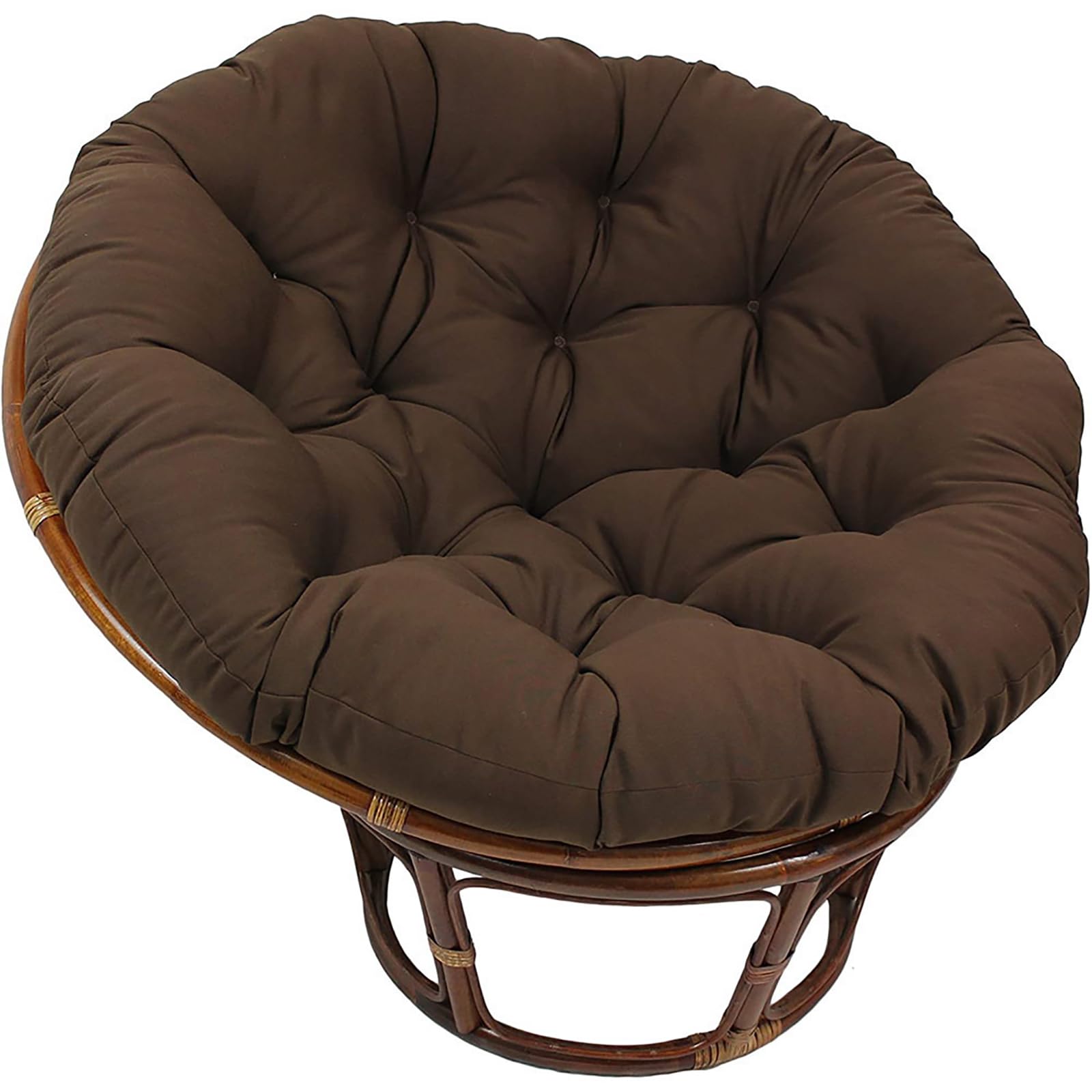 Large Round Papasan Chair Cushion, Thicken Papasan Chair Pads, Rattan Hanging Basket Cushion for Outdoor Garden, Balcony and Living Room (Dark Coffee, 50x50cm)