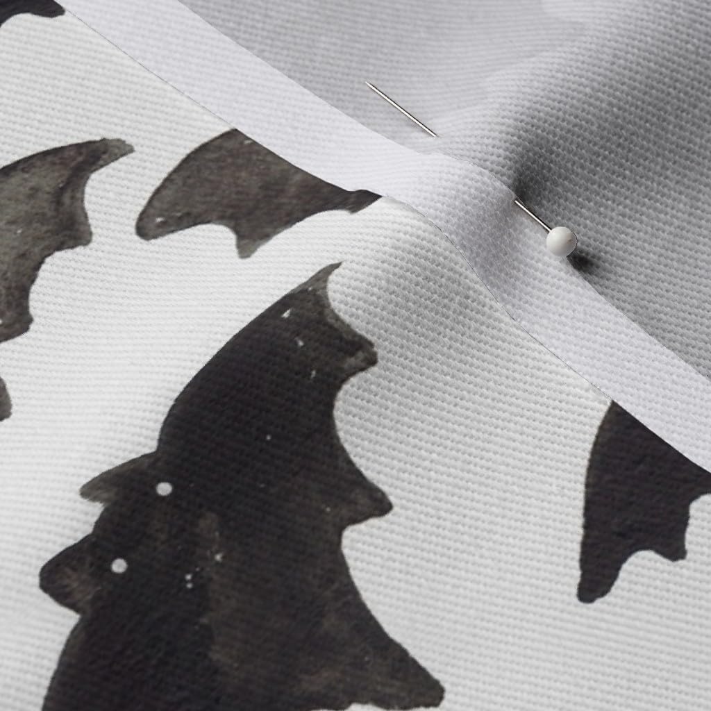 Spoonflower Fabric - Watercolor Bats Large Halloween Bat Print Black Printed on Denim Fabric by The Yard - Bottomweight Apparel Home Decor Upholstery