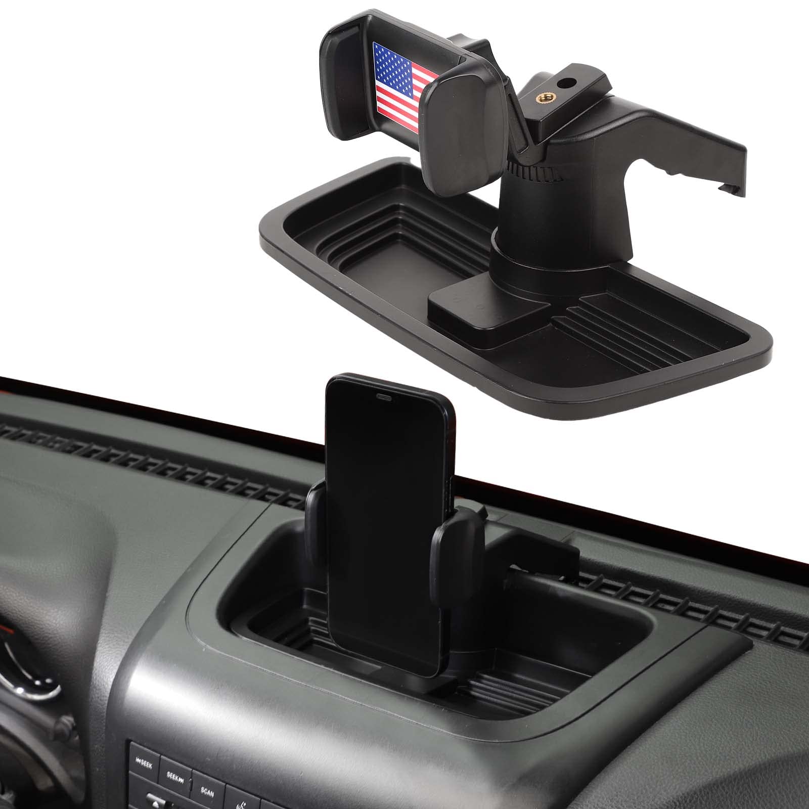 Voodonala for Jeep JK Phone Holder with Storage Cell Phone Dash Multi-Mount for 2011-2018Jeep Wrangler JK JKU, US Flag (Upgraded Version)