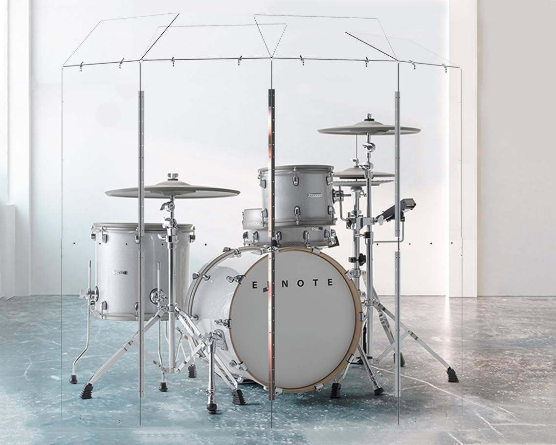 Drum Shield, Converts to 2ftx6ft. Full-Length Stainless Steel Hinges. Drum Cage for Home, Church, Practice & Performances.(4 panels with deflectors)