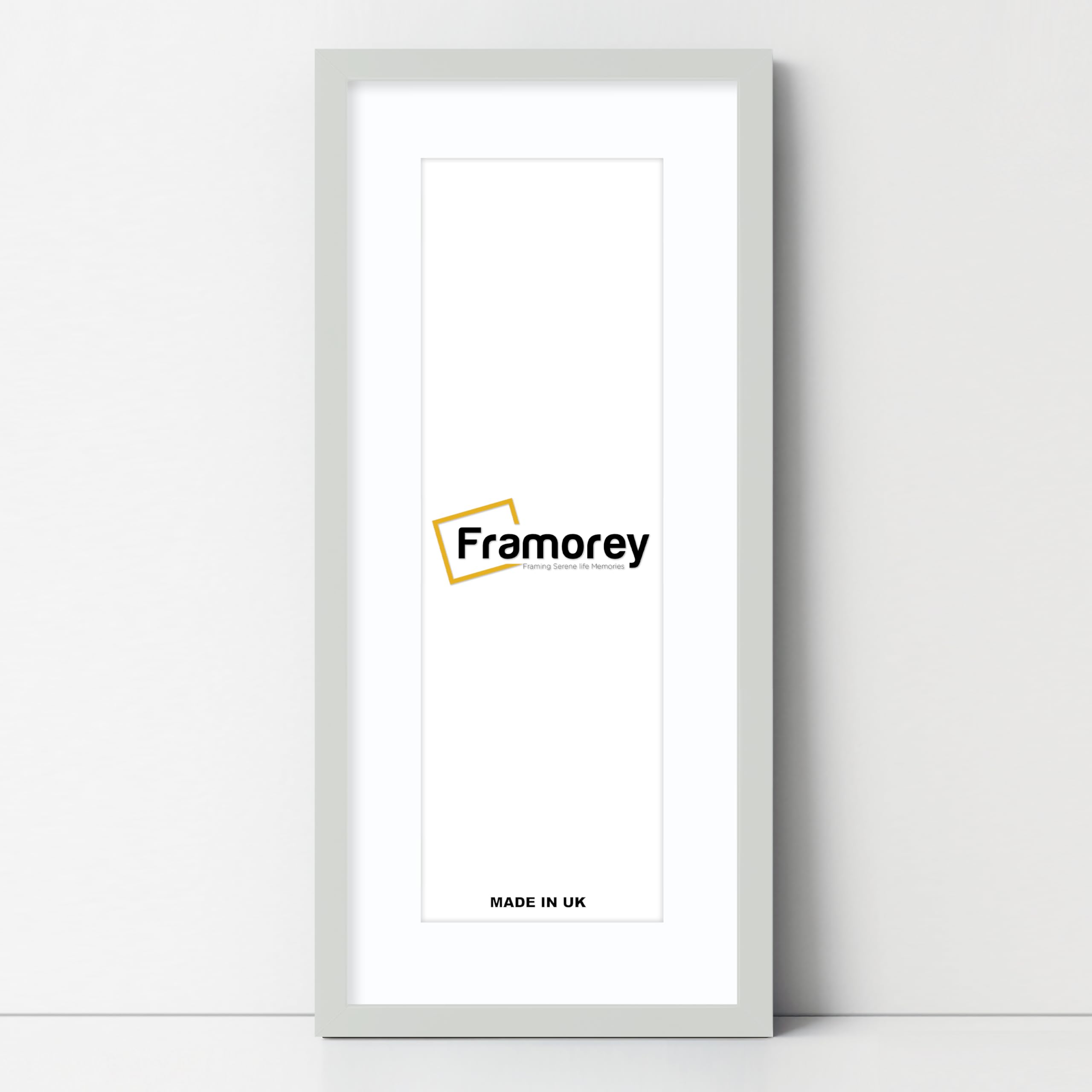 Framorey Framing Serene Life Memories Silver With White Mount Framorey Oxford Thin Picture Frame, 24X14" Silver Photo Frame With 20X10" White Mount, Art Poster Frame, Photo Print Frames, With A High Clarity Styrene Shatterproof Perspex Sheet