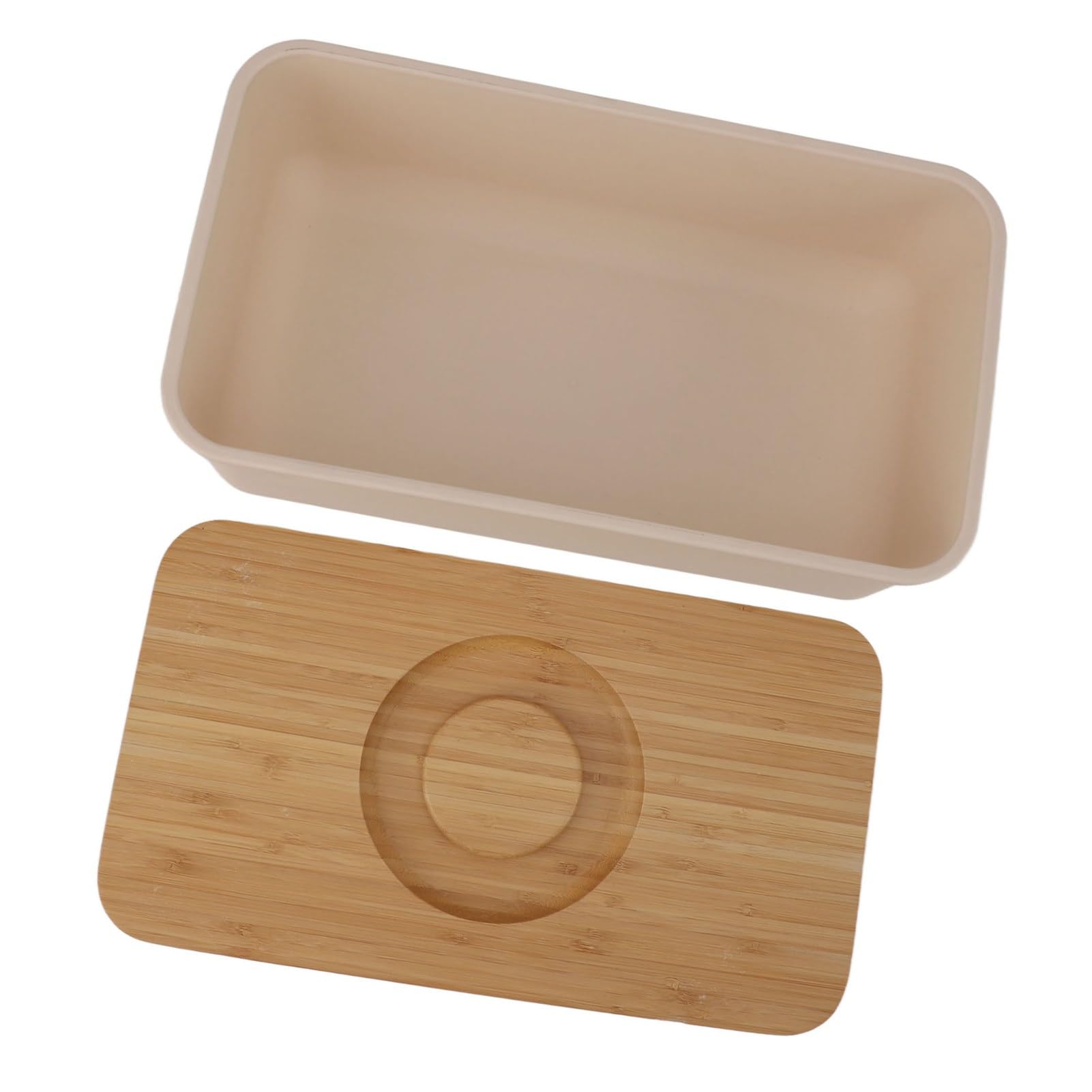 Jeffergarden Maselniczka z drewnianą pokrywką Pojemnik na Chleb o Dużej Pojemności z drewnianą pokrywką Plastik i Lite Drewno 21,5 X 38 X 13,5 Cm Zamknięte Przechowywanie Zdejmowana Pokrywa Deski do