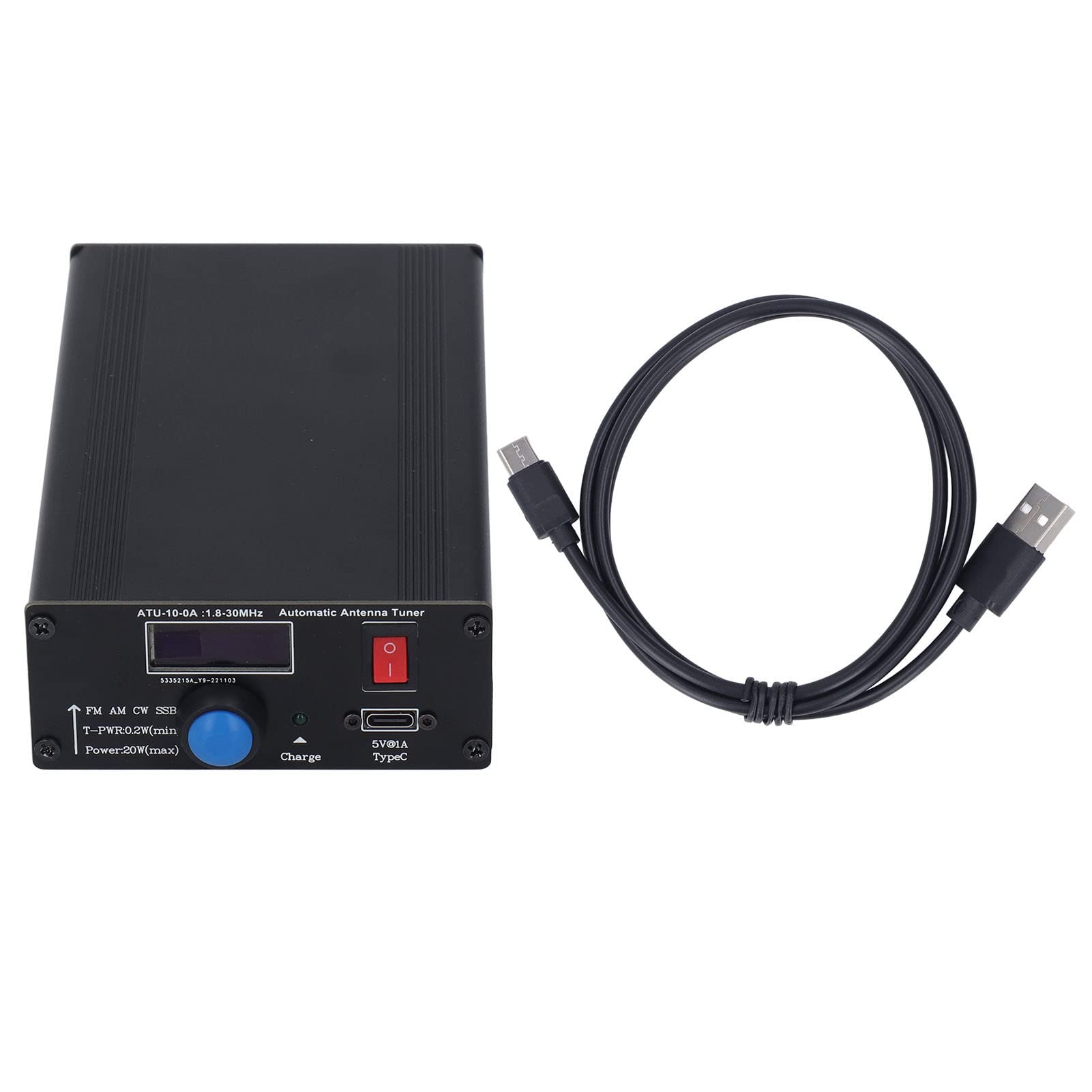 Sintonizador de Antena Automático de 1,8 a 30 MHz, ATU 10 0A Medidor de Potencia de Onda Corta de 0,2 a 20 W SSB CW FM AM, con Cable USB