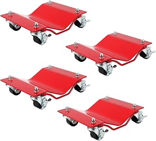 Car Dolly Set of 4-10000 LBS Capacity Heavy Duty Wheel Dollies for Moving Cars, Trucks, SUVs - 2.5" Swivel Casters w/Reinforced Steel Frame & Anti-Slip Design - Garage, Auto Shop Vehicle Mover