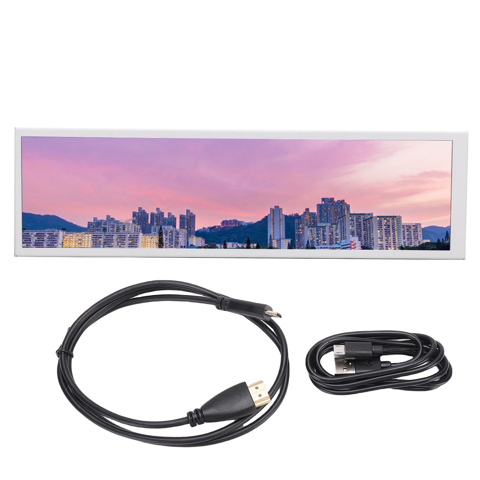 Zunate Przenośny Ekran Dotykowy o Przekątnej 8,8 Cala i Wysokiej Rozdzielczości 480x1920 Obudowa Komputera PC Monitor Temperatury GPU dla Majsterkowiczów Muzyki, Stop Aluminium i Szkło