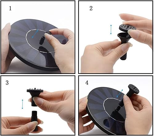 Miniatura 5 de Naiveferry Fuente solar para baño de pájaros, bomba de fuente flotante con energía solar, bomba de fuente de agua flotante de pie para baño de