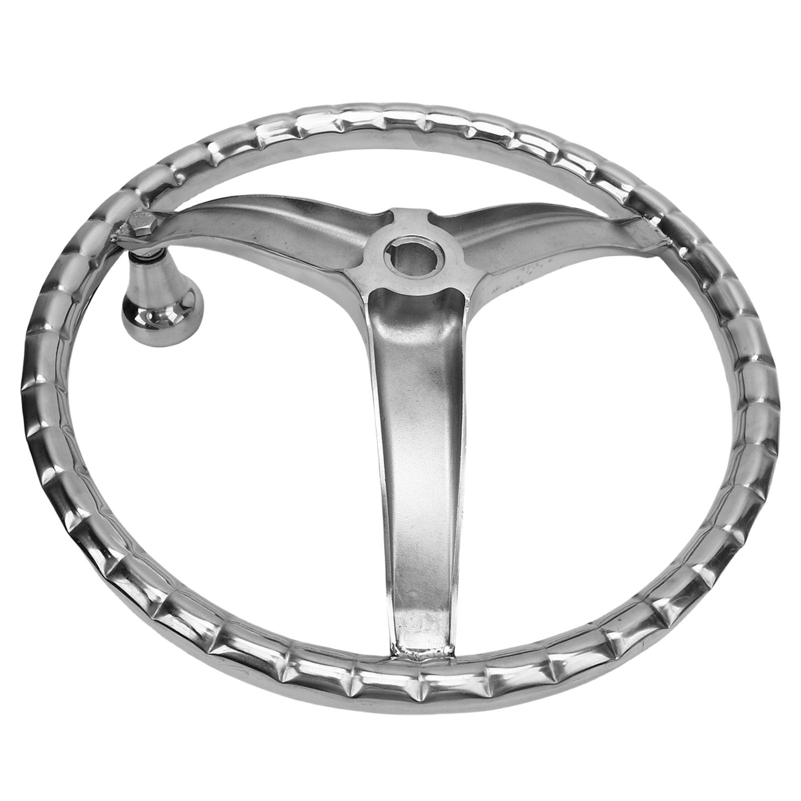 Volante per barca in acciaio inox a 3 razze diametro 33-1/2 pollici volante marino per albero conico da 3/4 pollici con manopola dado 5/8 "-18