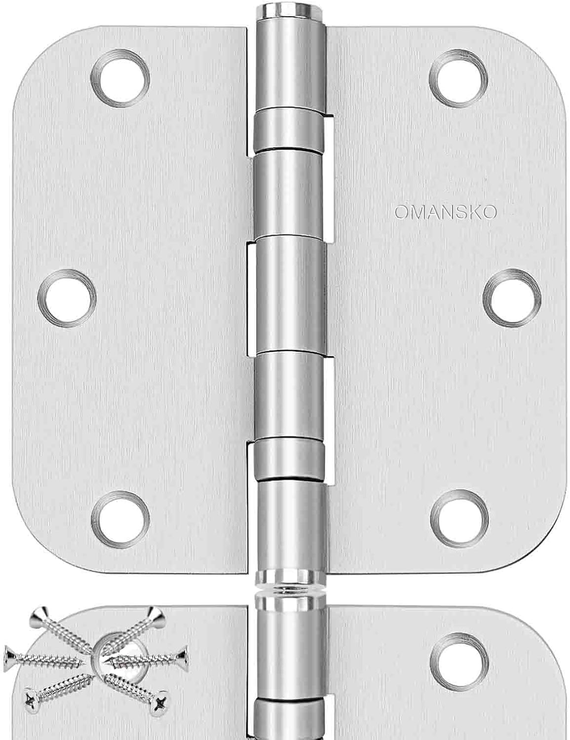 304 Stainless Steel Hinges for Wood 3.5 inch Brushed Stain Nickel Interior Hinges 5/8 Radius Corners Ball Bearing Door Hinges 3 ½"x 3 ½" Door Hardware -3 Pack