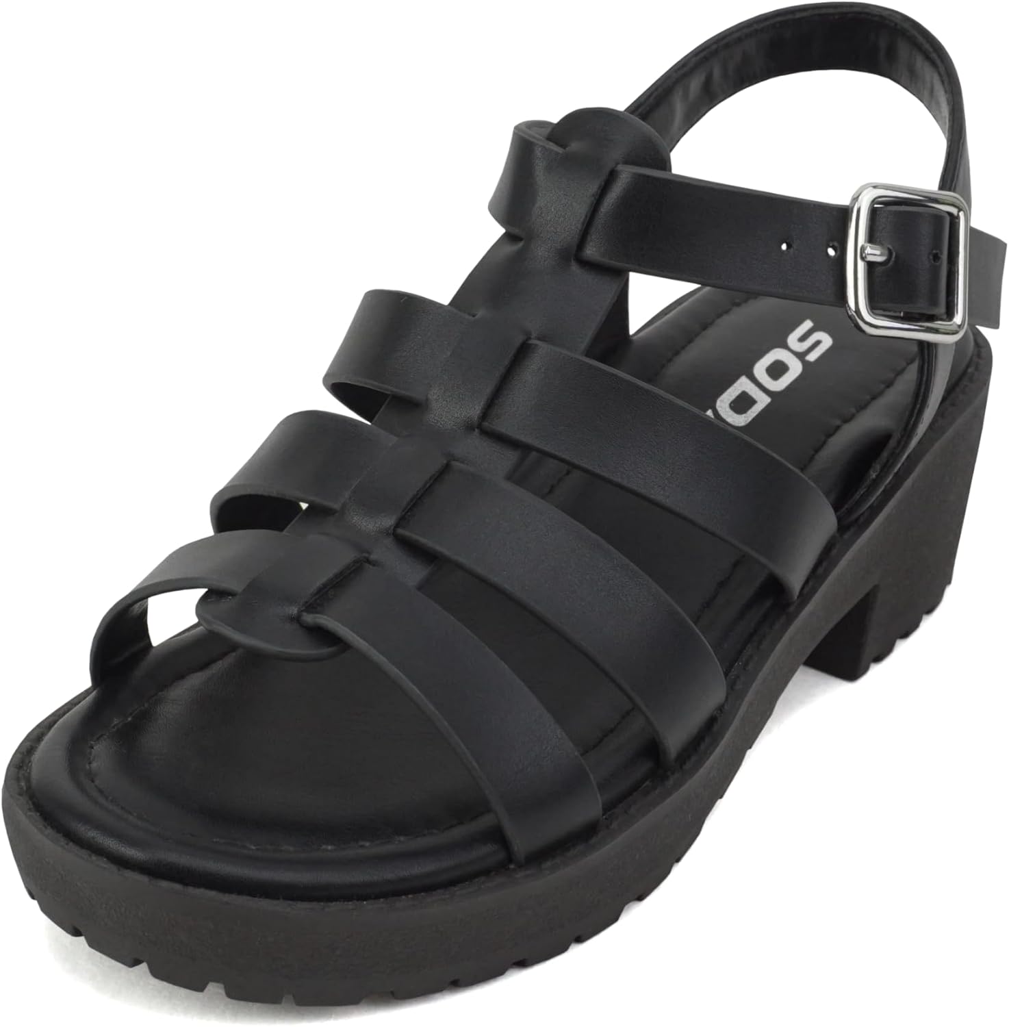 Soda “NEOLA-2” ~ Little Kids/Children/Girls Open Toe Ankle Strap Low Heel Lug Sole Fisherman Sandal