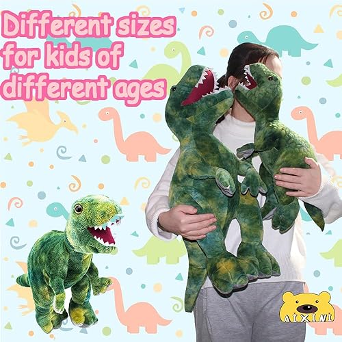 Miniatura 3 de AIXINI Juguete gigante T-Rex de peluche de dinosaurio, 31.5 pulgadas, animal de peluche realista para niños y niños, verde