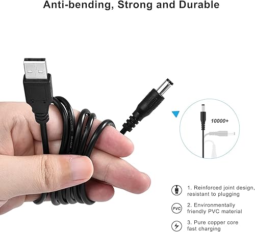 Miniatura 4 de aceyoon Fuente de alimentación USB de 5 V CC con 24 unidades DC Barrel Jack Adaptador de corriente universal para portátil USB 2.0 a CC 0.217x0.083