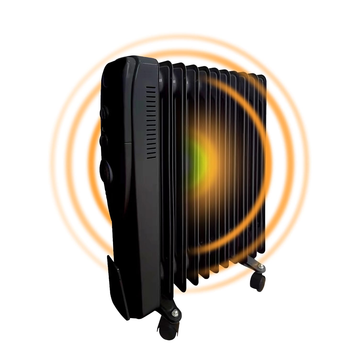 Oil Filled Radiator, Storage Heater Electric Fan Heater Radiator Fans for Home with Adjustable Thermostat Use With Over-Heat Protection 3 Heat Settings 600W-2500W (Black-11Fin-25sqm)