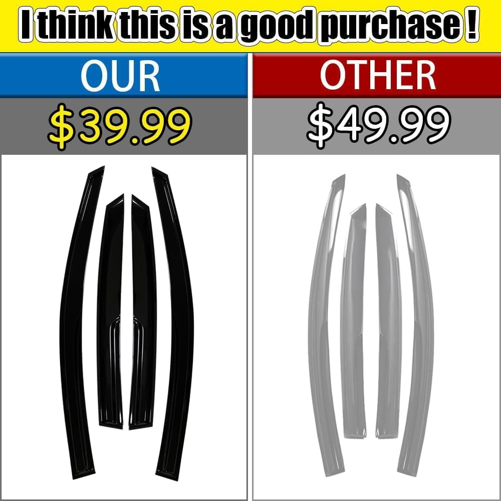 Tape-on Rain Guards for 2013-2019 Nissan Sentra Sedan, for 2013-2019 Nissan Sentra Accessories，Side Vent Visors Shades Window Deflectors for Nissan Sentra