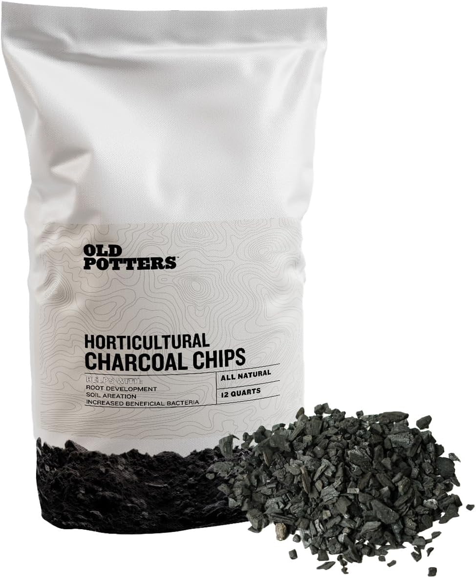 Old Potters Premium Horticultural Charcoal Chips, Natural Soil Amendment for Areation and Healthy Microbe and Plant Growth. (12 Quarts)