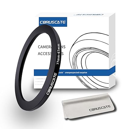 77mm to 67mm Camera Filter Adapter Ring,77mm-67mm Lens Adapter Metal Filter Rings Compatible All 77mm Size Lens and 67mm Thread Size Camera Accessory+1pcs Lens Cleaning Cloth.