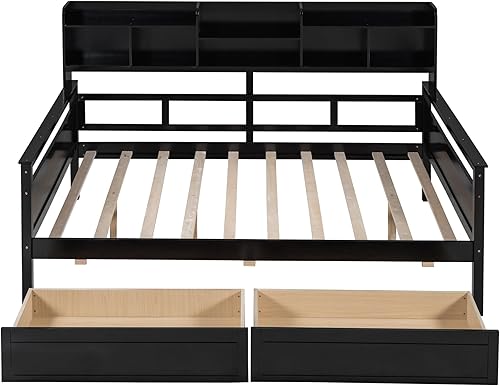Miniatura 12 de Merax Sofá cama multifuncional de madera con cajones Sofá cama de almacenamiento con cabecero/ahorro de espacio/no necesita somier blanco