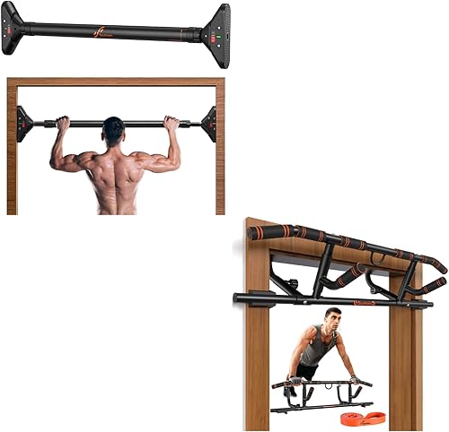 Sportneer Barra de dominadas para puerta, paquete sin tornillos, con barra de dominadas Sportneer con mango plegable