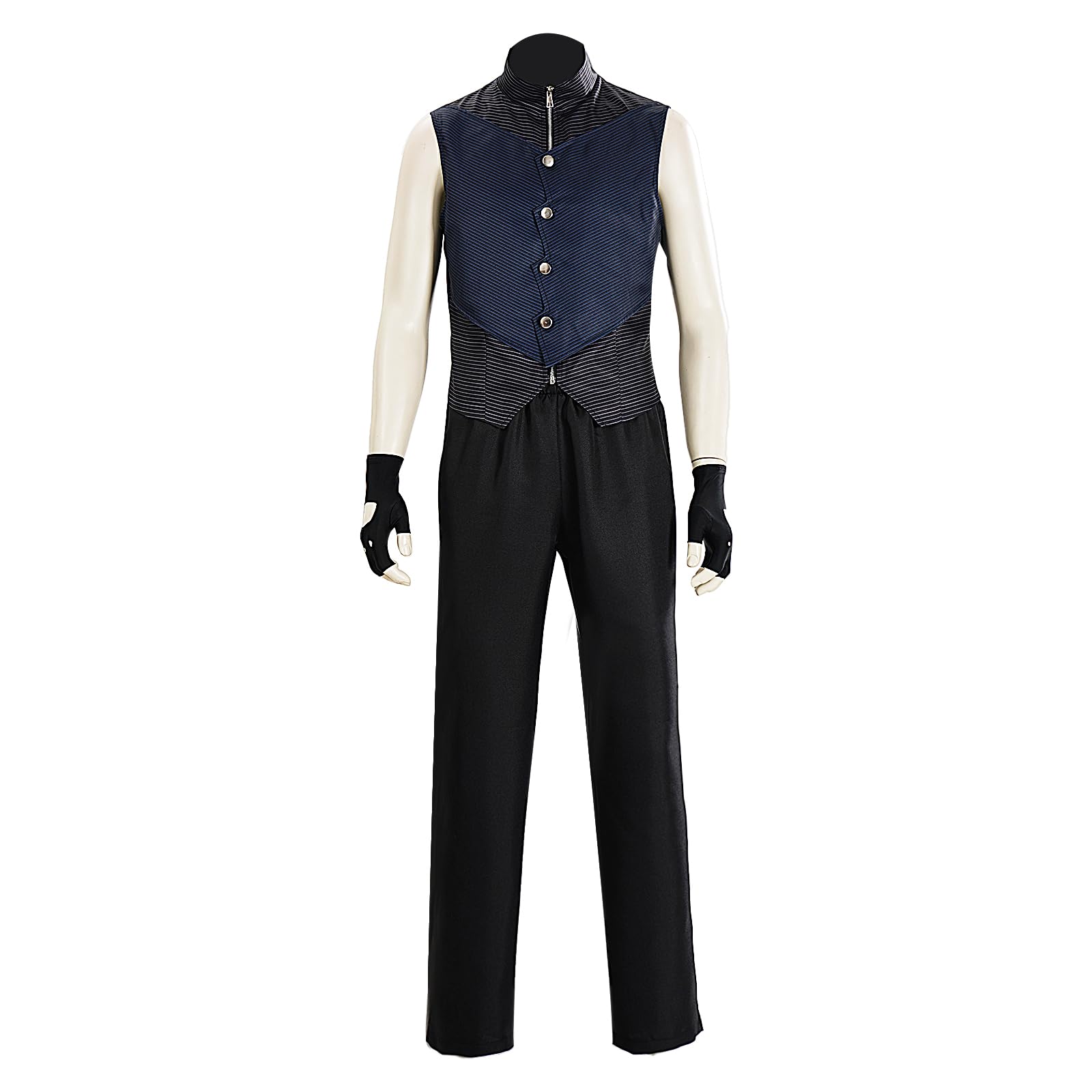 Vergil Costume da diavolo per adulti, per cosplay, nero, con cappotto lungo, gilet, pantaloni, guanti, set completo per Halloween e carnevale