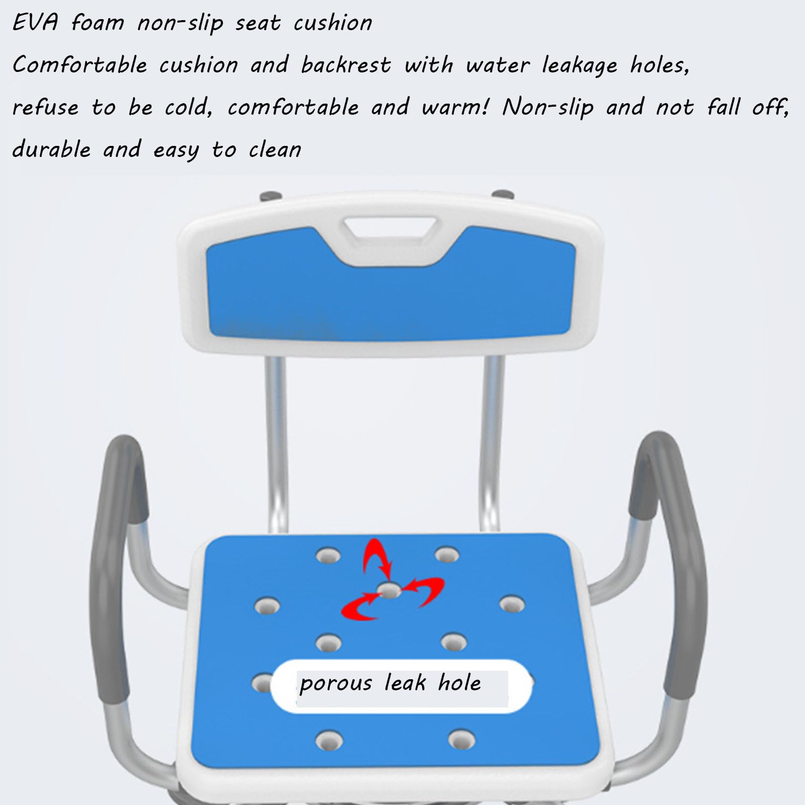 Silla de baño para Ancianos, Taburete de baño anticaída de aleación de Aluminio, Silla de Ducha Ajustable en Altura giratoria de 360 ​​Grados, Ajustable (Blue)