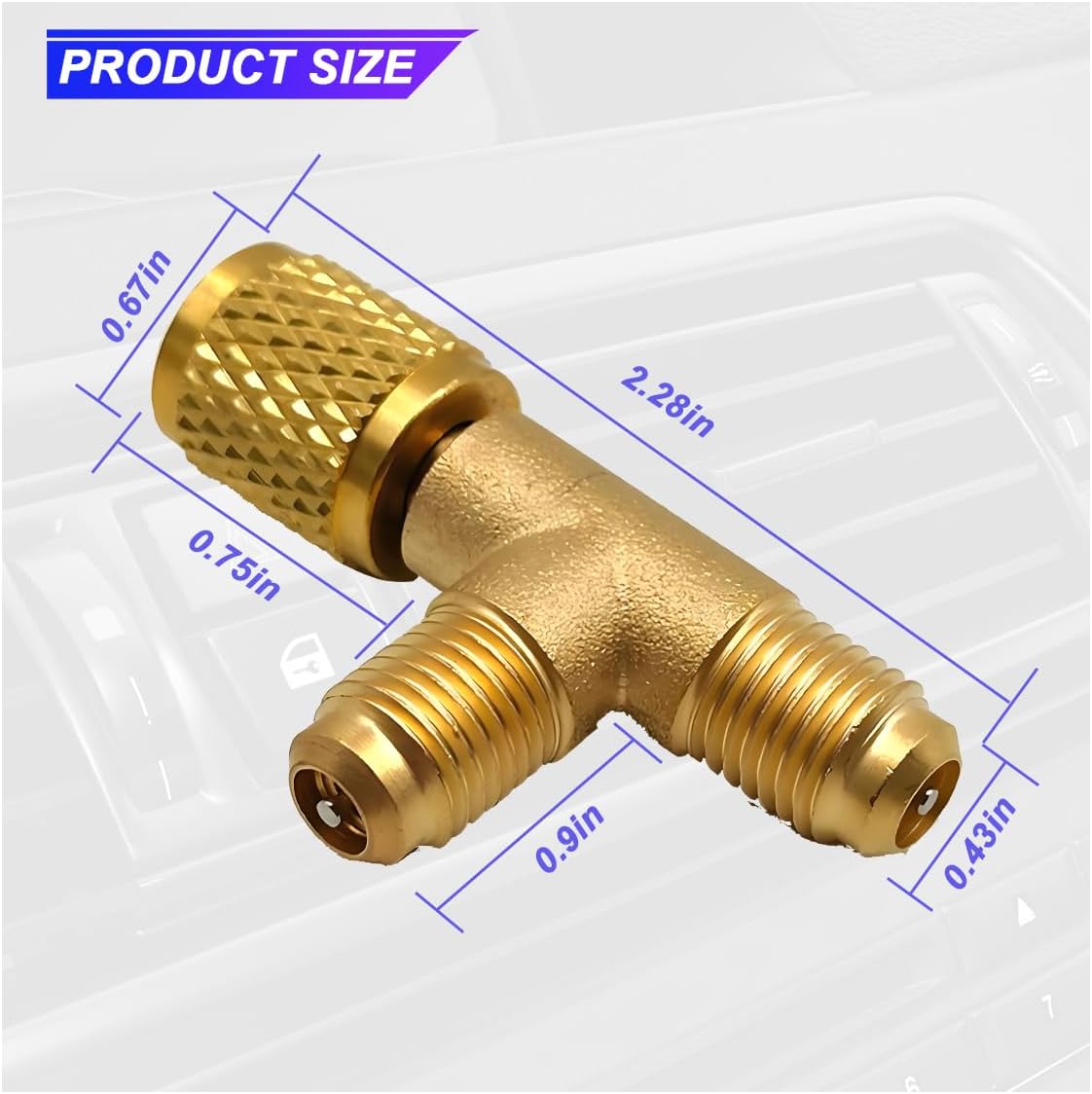 2PCS Quick Coupler Access Tee, 1/4'' Brass Valves Core Tee Adapter with Swivel Connector, Universal Air Conditioning Line Repair Tool, Fits for R22 R12 R134 Gauge Deep Vacuum Pump Manifold