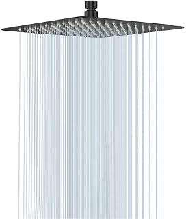 NearMoon 12 Inch Matte Black Rain Shower Head - High Pressure Stainless Steel Rainfall, Full Body Coverage, Ceiling/Wall Mount