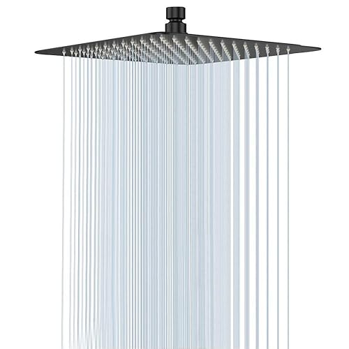 NearMoon Rain Shower Head, High Flow Stainless Steel Square Rainfall