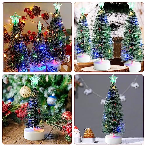 3 Pcs Tabletop Christmas Tree with Lights Mini Artificial Xmas Tree with LED String Lights Christmas Party Decoration Miniature Table Ornaments Home Office Tabletop Decor Mini Desk Top Christmas Tree — photo 3