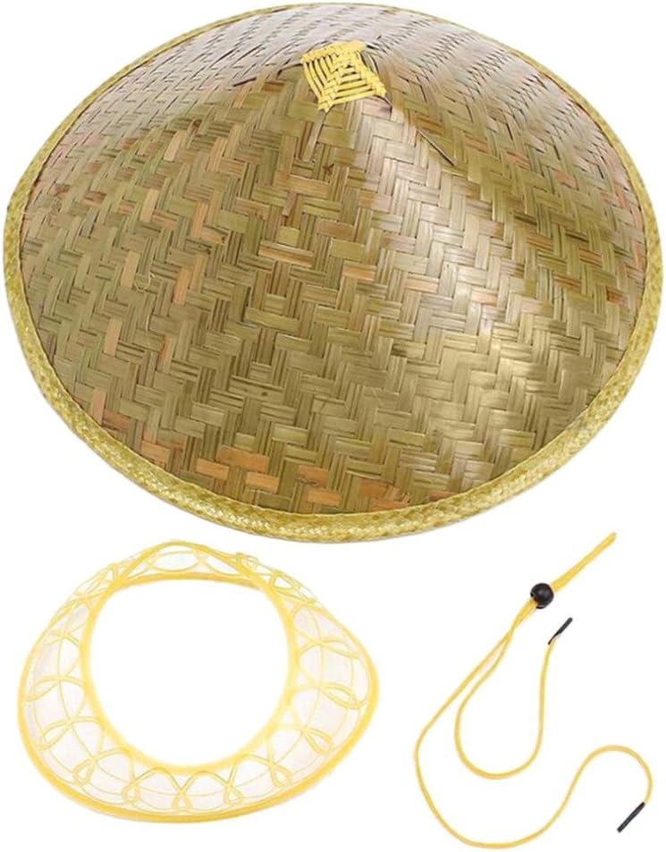 Queenbox Asian Bamboo Coolie Hat,Japanese Weave Straw Hat,Vietnamese Farmer Hat