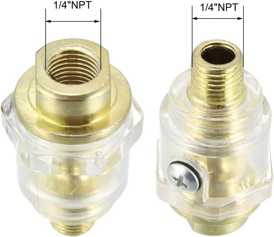uxcell Air Line Lubricator, Mini In-line Air Tool Oiler, 1/4 inchesNPT Inlet and Outlet for Air Compressor Pipe Tool 3pcs