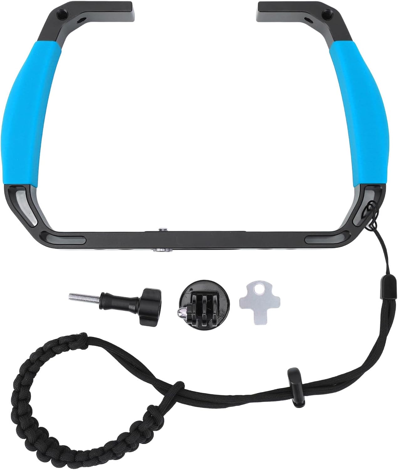 Zopsc Underwater Diving Rig with 2 Cold Shoe Mounts, Underwater Camera Housing Tray Handheld Grip Video Light Stabilizer with 1/4in 3/8in Screw Hole, Action Camera Cage Dive Rig (Light