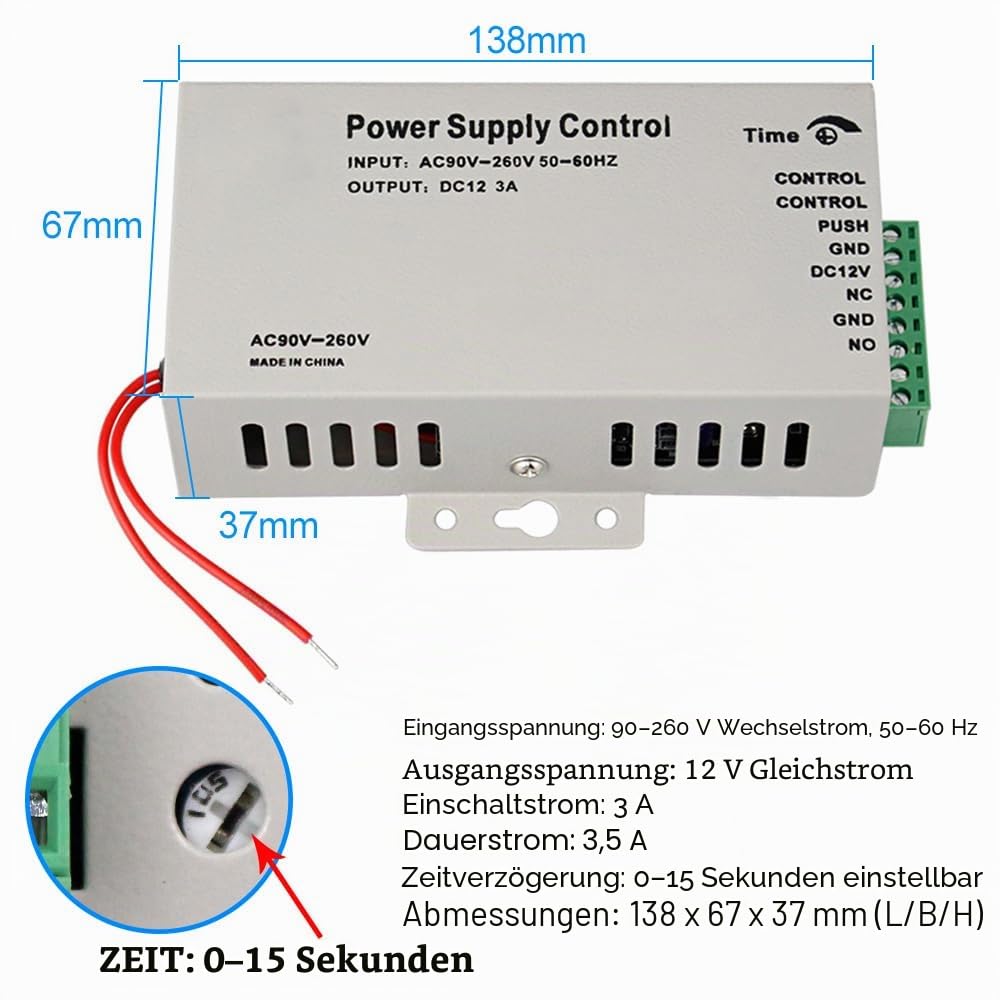 Drahtlos WiFi Tuya Tür Kits Zugangskontrollsysteme 125KHz 13.56MHz IP68 wasserdichte Touch RFID Tastatur und DC12V3A Netzteil 15pcs Keyfobs, Ohne Elektrische Schlösser