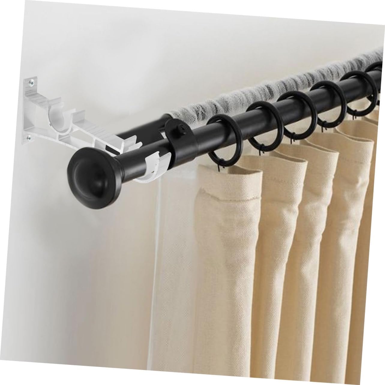 Zerodeko 6Pcs Heavy Duty Double Curtain Rod Brackets Wall Mounted Metal Holders for Drapery Rods for Bedroom and Living Room Complete Installation Accessories Included