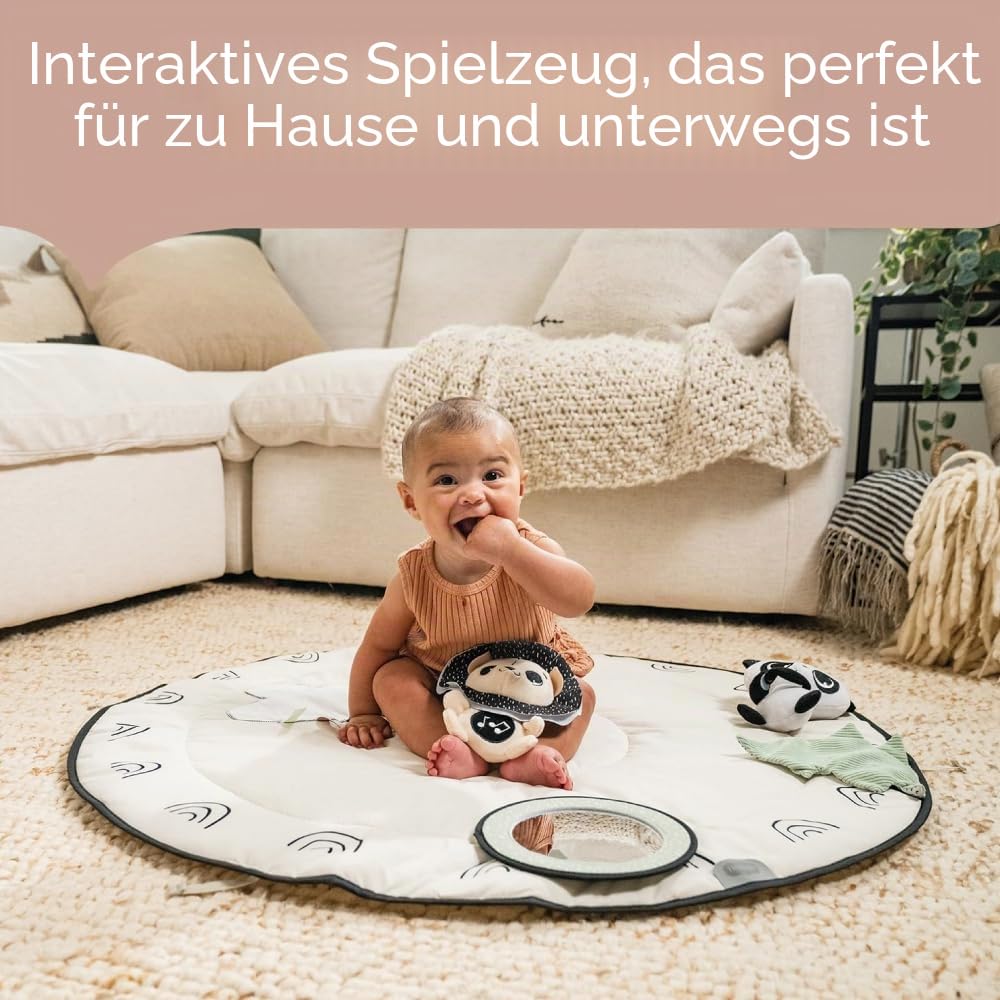 Tiny Love Luxe Developmental Gymini, Baby-Spielbogen mit Musik, ab 0 Monaten, Spielmatte für Babys, 20 Aktivitäten, musikalisches Mitnehmspielzeug, 12 Meilensteinkarten, Black & White Décor