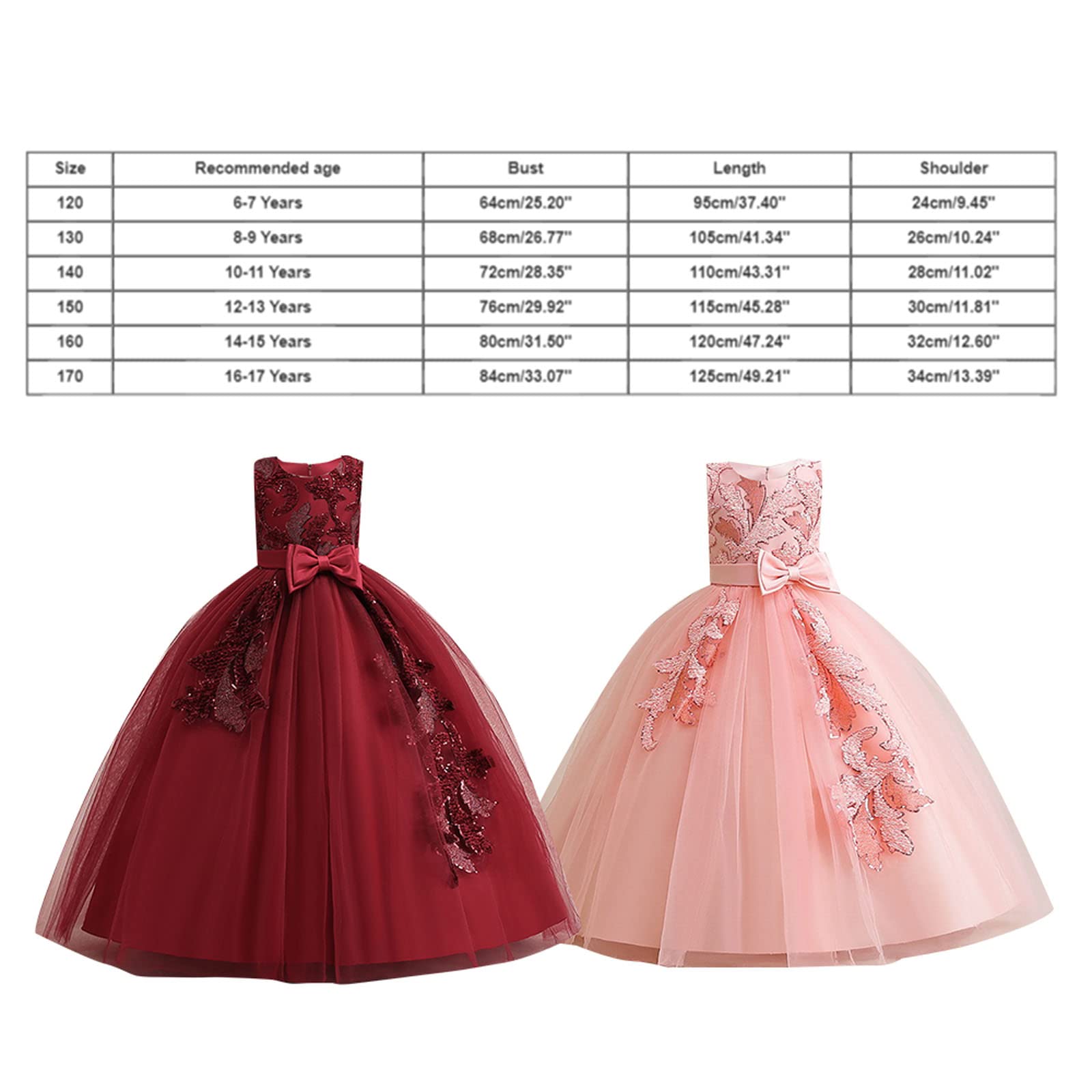 OBiQuzz Nuevo vestido infantil vestido de princesa lentejuelas para niños grandes y vestido largo molido Piano Performance Dress Falda para niños