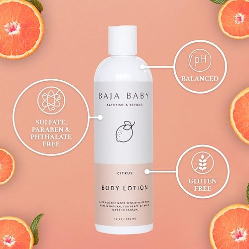 Miniatura 2 de Citrus Baby Lotion - Organic, Gluten-Free, Vegan, EWG VERIFIED - Ideal for Sensitive Skin - All Natural, Tear-Free, Hypoallergenic and Paraben-Free
