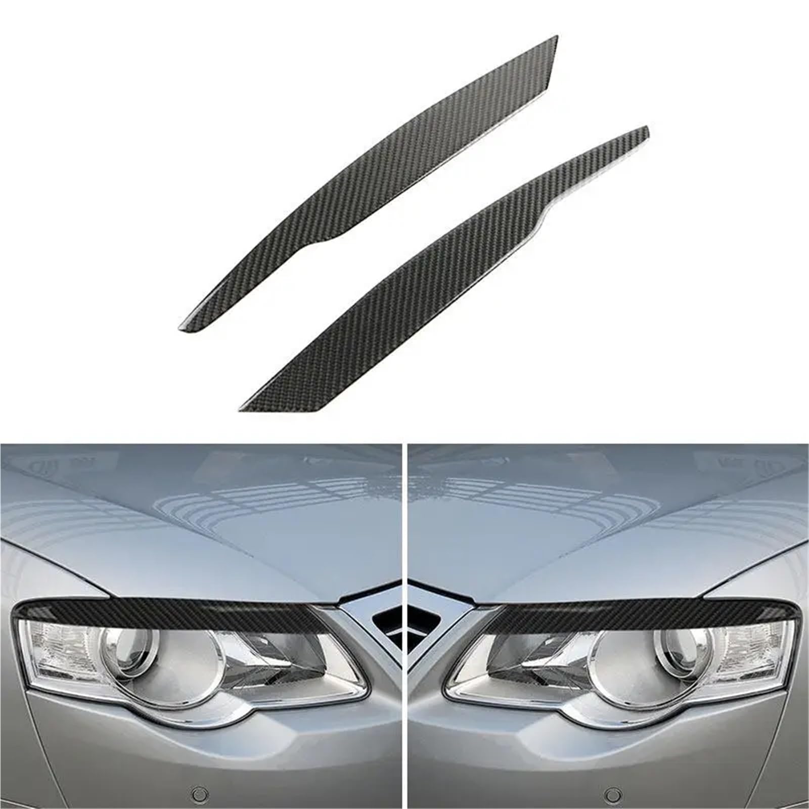 Headbrow Adhesivo para tapa de ojo de faro delantero de coche, compatible con VW Passat B6 3C 2005 2006 2007 2008 2009 2010 Car Headlight Eyebrow(Bright Black)