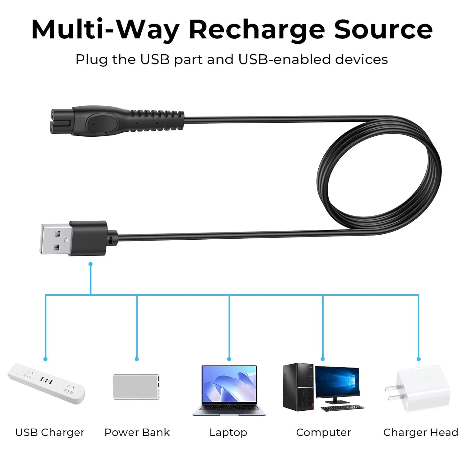 5V USB CHARGING CABLE COMPATIBLE ONLY WITH PHILIPS TRIMMERS & SHAVERS (SELECT MODELS) | 5V-1A USB CHARGING CABLE | 5V MG7920 BUSB2 — Amazon image 6