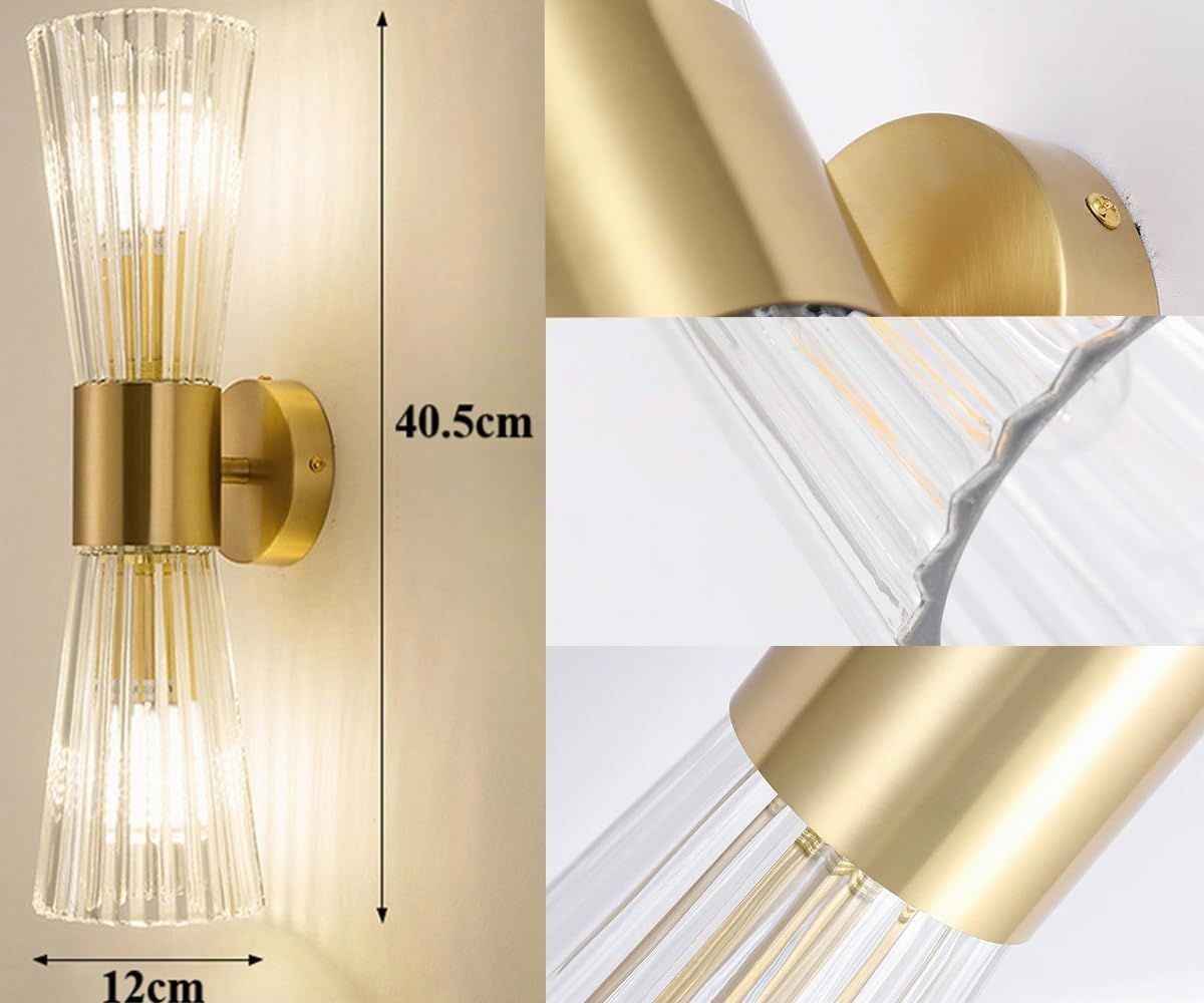 400 mm ottone oro cristallo applique da parete lampada da parete in cristallo e base dorata lampada da parete per montaggio a parete