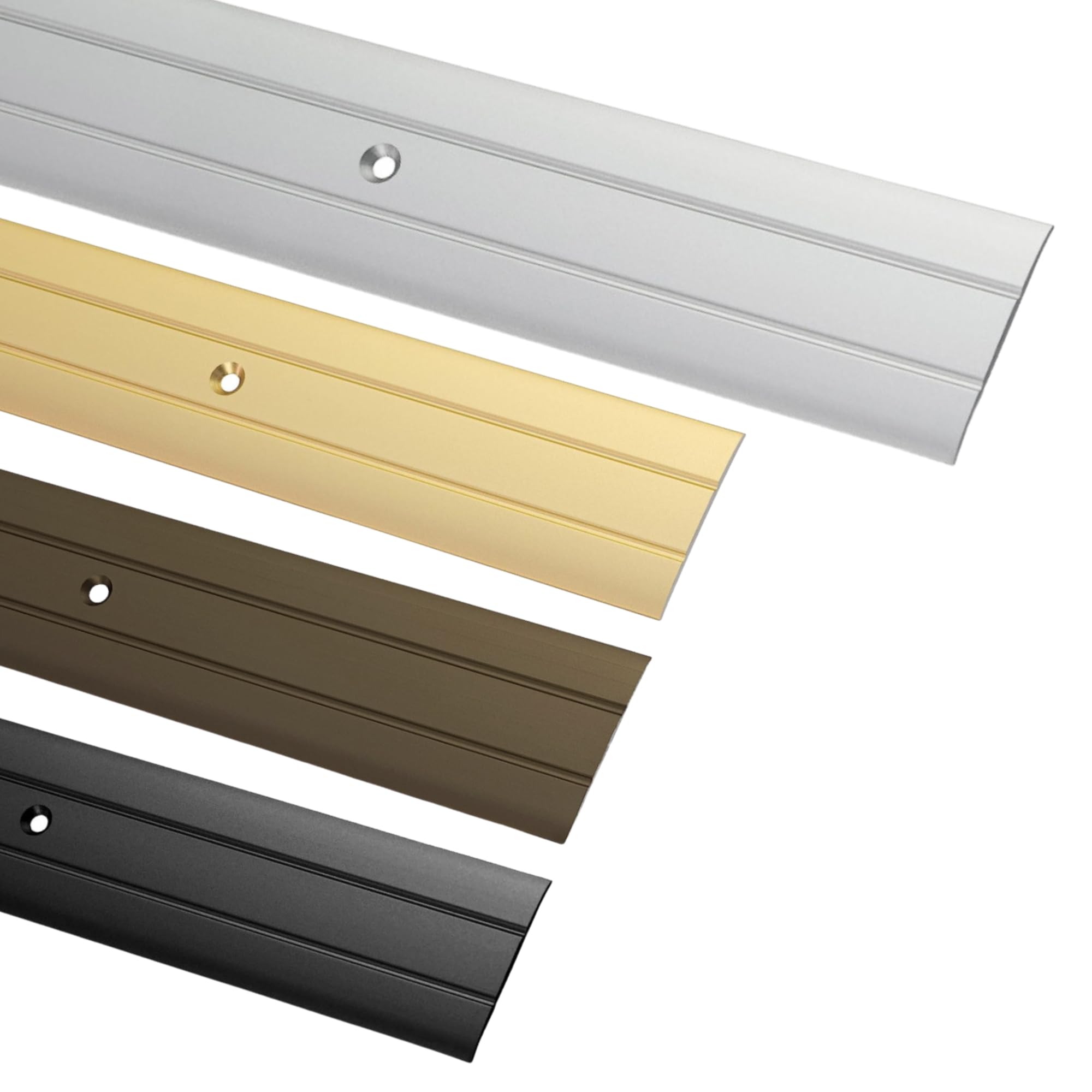 Gedotec Transition Profile for screwing Aluminium Silver 100 cm | Length 1 m Width 37 mm | 1 pc Transition Rail for Floors - Aluminium Floor Profile | Perforated Transition Profile | Floor Profile f — image 1