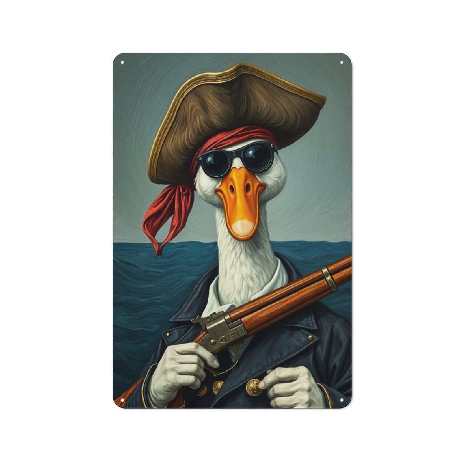 Junmoney Pirate Goose Metal Sign 30X20cm With For Home Bar Wall, Retro Decor, For Garage, Workshop And Man Cave Decoration