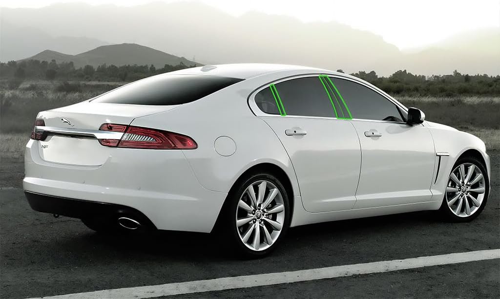 Rvinyl Pillar Post Window Trim Compatible with Jaguar XJ 2009-2019 - Gloss (Black)