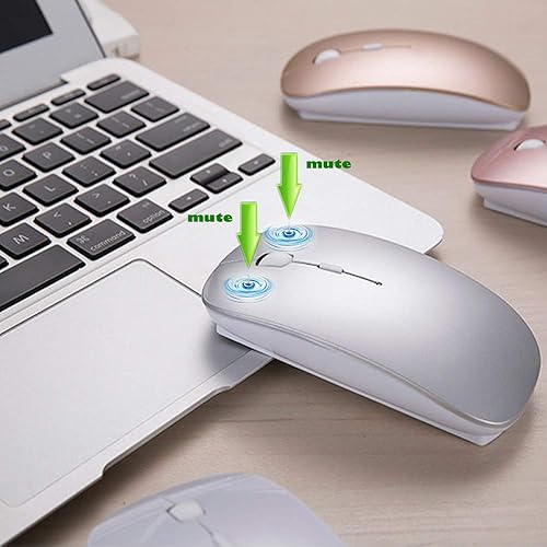 Miniatura 5 de KLO Mouse Bluetooth recargable para MacBookMacBook AirProiPad, mouse inalámbrico para portátilnotebookPCiPadChromebook (Plata)