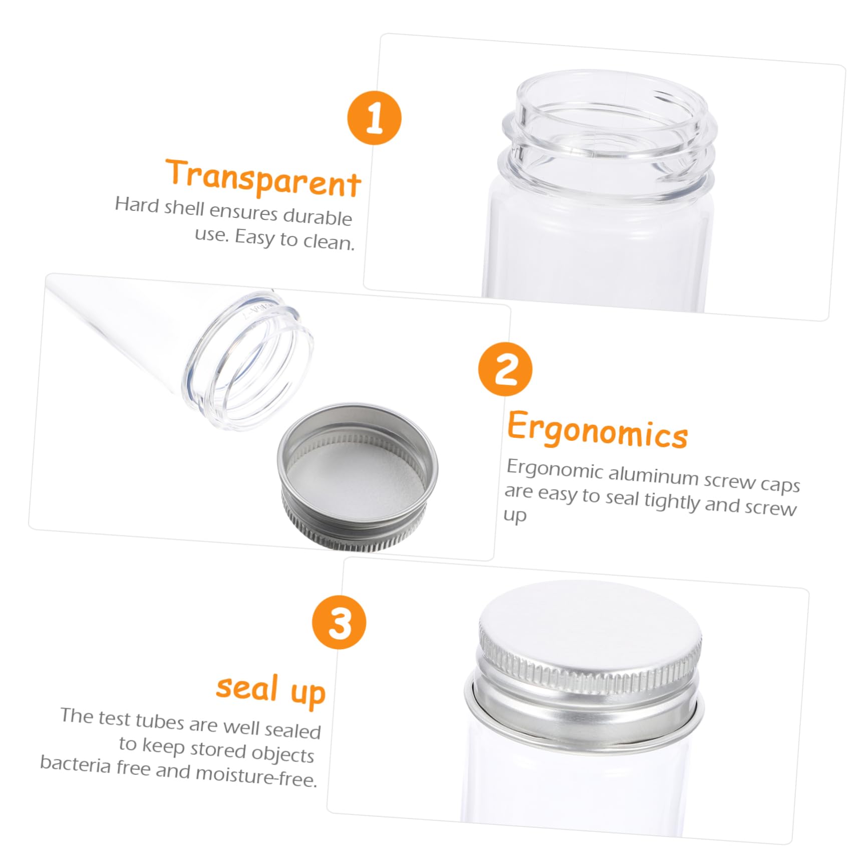 SOLUSTRE Screw Cap Flat-Bottom Test Tubes 110ml Plastic Tubing Lids Mini Storage Containers for Lotion Cosmetics Travel and