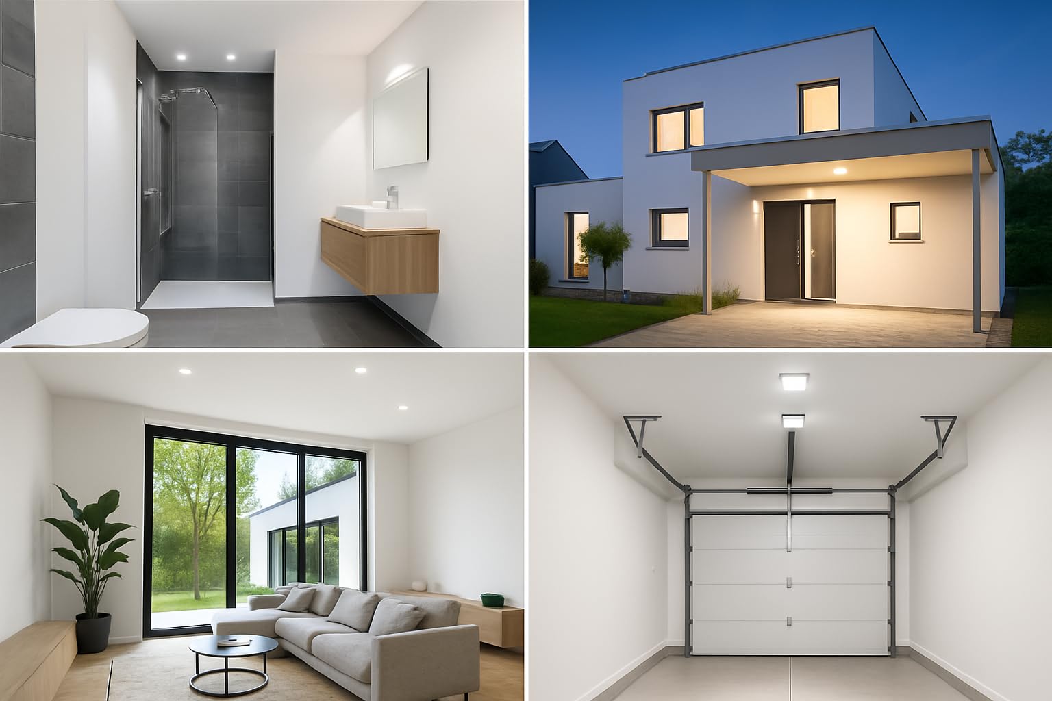 JungesLicht - Faretto da incasso IP65 da 12 V con trasformatore, 3 lampadine LED da 4 W – intercambiabili, foro 68 – 72 mm, esterno 83 mm, profondità 65 mm, set completo, lampada da incasso per bagno