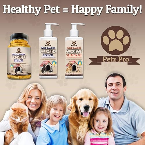 Miniatura 5 de Omega 3 Wild Paught Fish Oil para perros EPA DHA, más alto en ácidos grasos Omega 3 entonces aceite de salmón, puro sin OMG, todo suplemento