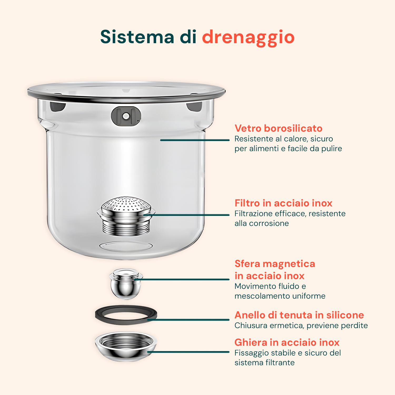 Avilia - Teiera in Vetro con Infusore da 600/800ml con Manico Effetto Legno Antiscottatura, Infusore a Pressione Integrato per Tè e Tisane, Chiusura Ermetica, Facile da Usare e da Pulire
