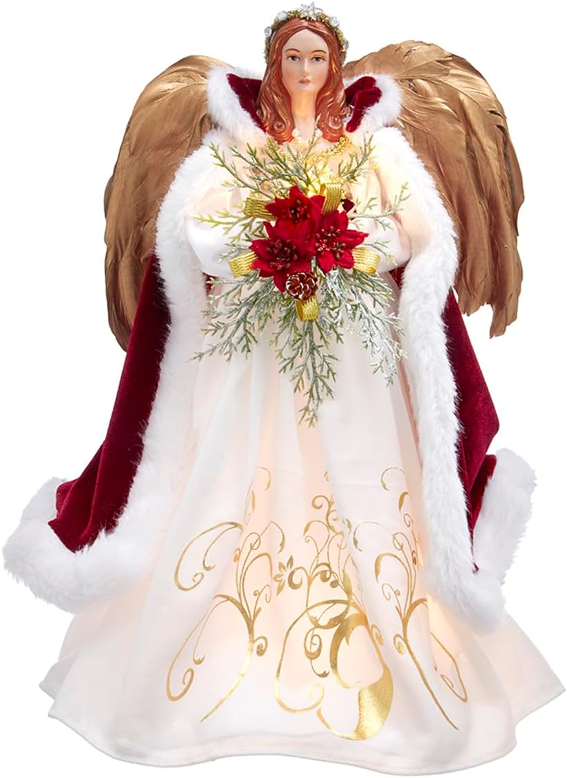 Kurt Adler UL 10-Light Ruby Pomegranate Angel Treetop